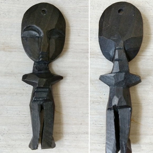 KENYA Ashante Ebony Vintage Wood Doll Pendent - Picture 2 of 8